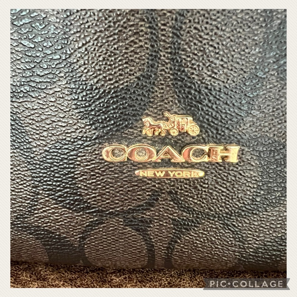 Used 1X Coach Walnut Brown/Black Pennie Signature Leather Crossbody Bag - Picture 9 of 11
